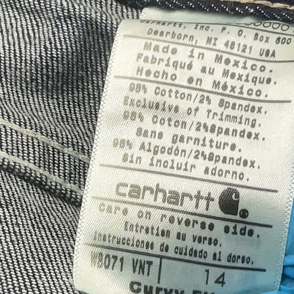 Carhartt WB071 - Women's Curvy Tomboy Cropped Jean, Blue, Size 14, NWT - Picture 8 of 8